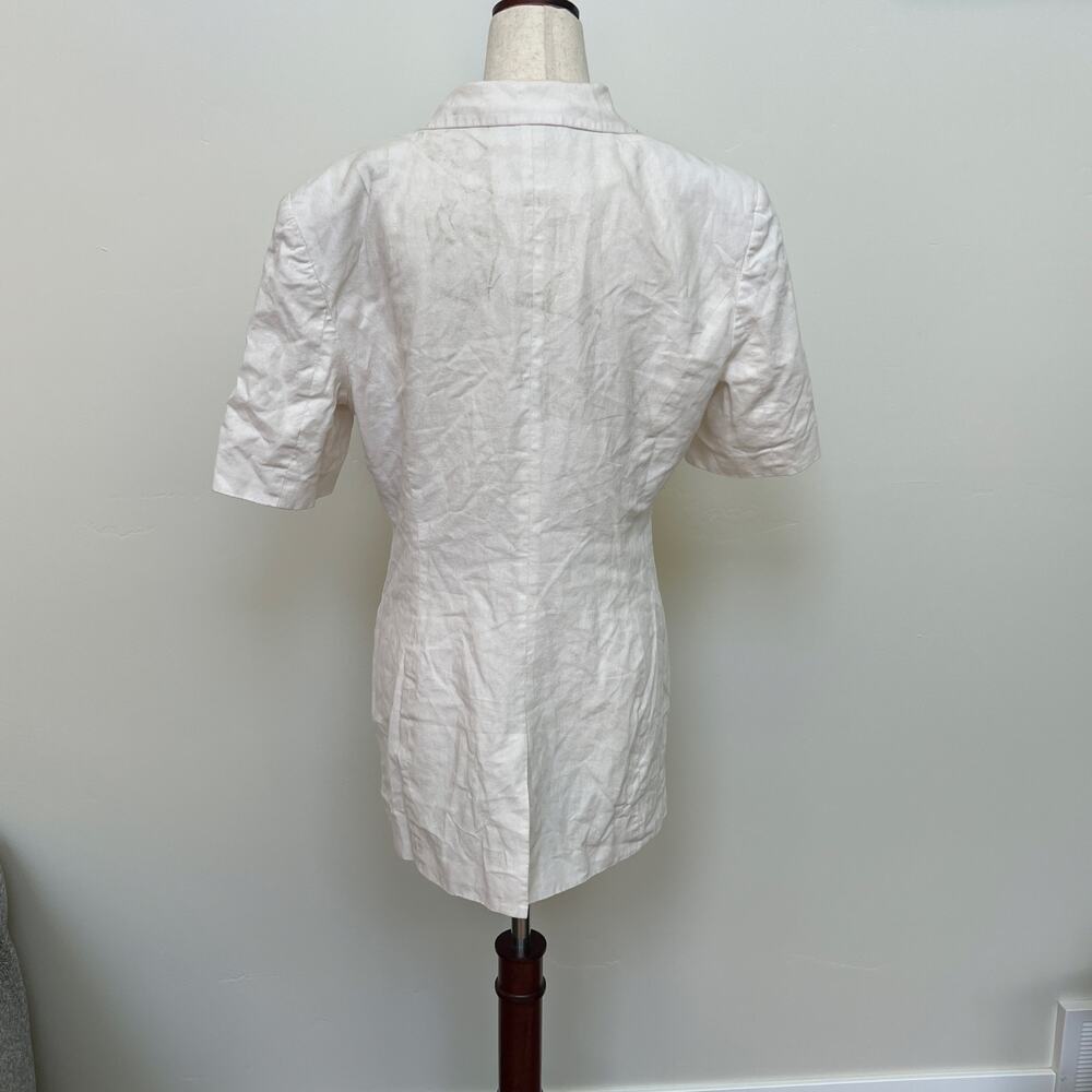 EUDON CHOI Women's Short Sleeve Linen Blazer Size 10 In Off-White - Picture 6 of 11
